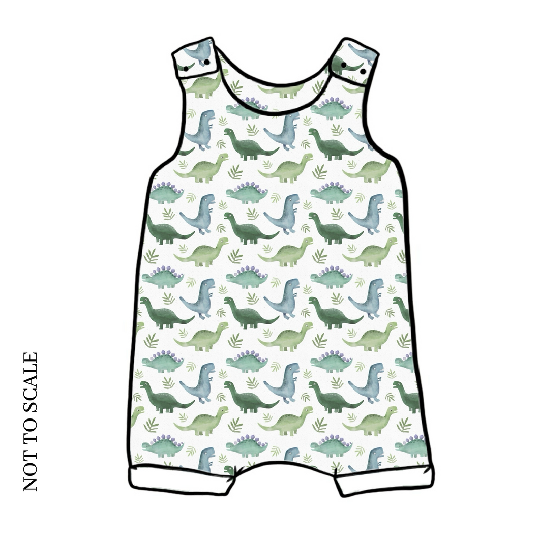 Blue Dinos Short Romper / Dungarees