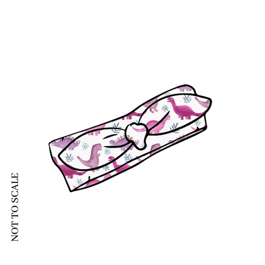 Pink Dinos Knot Bow Headband