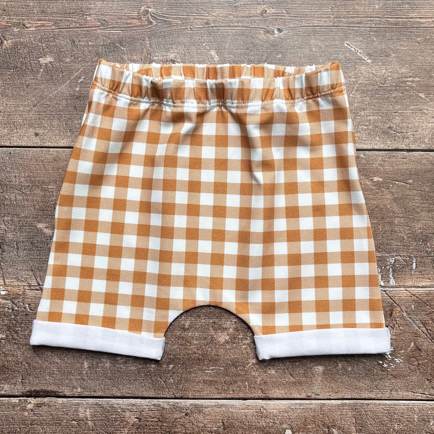 Ochre Gingham Child & Baby Shorts - Rolled or Hemmed