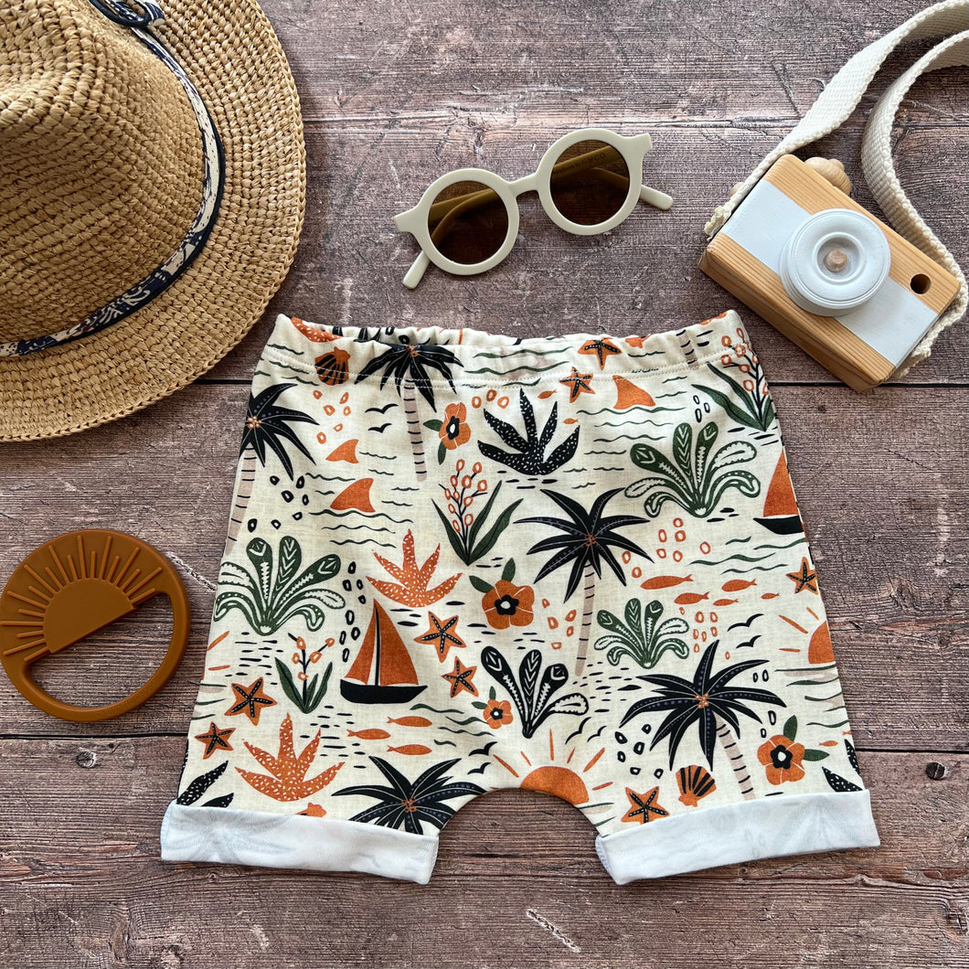 Tropical Summer Rolled Shorts