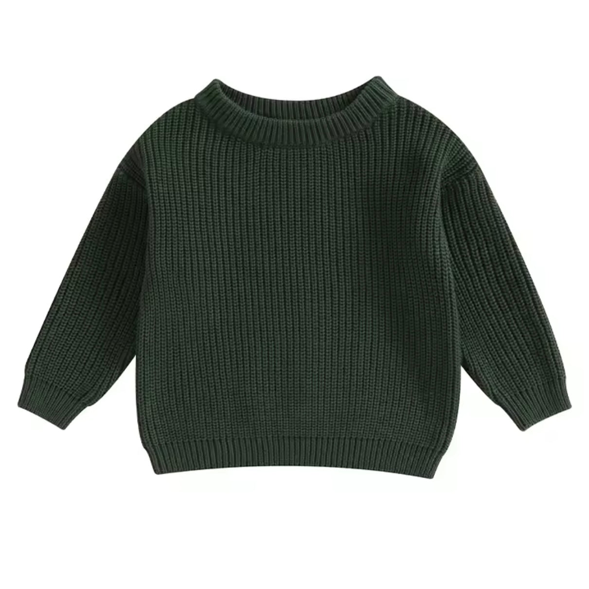 Chunky Knit Oversized Sweater - Dark Forest Green