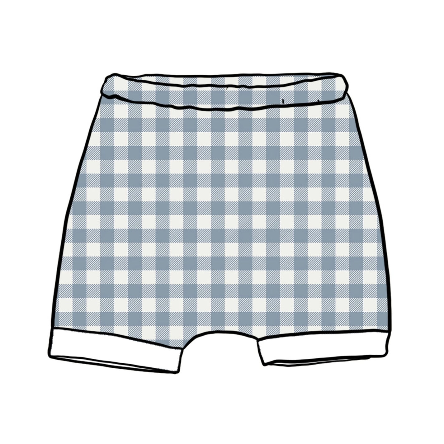 Denim Gingham Child & Baby Shorts - Rolled or Hemmed
