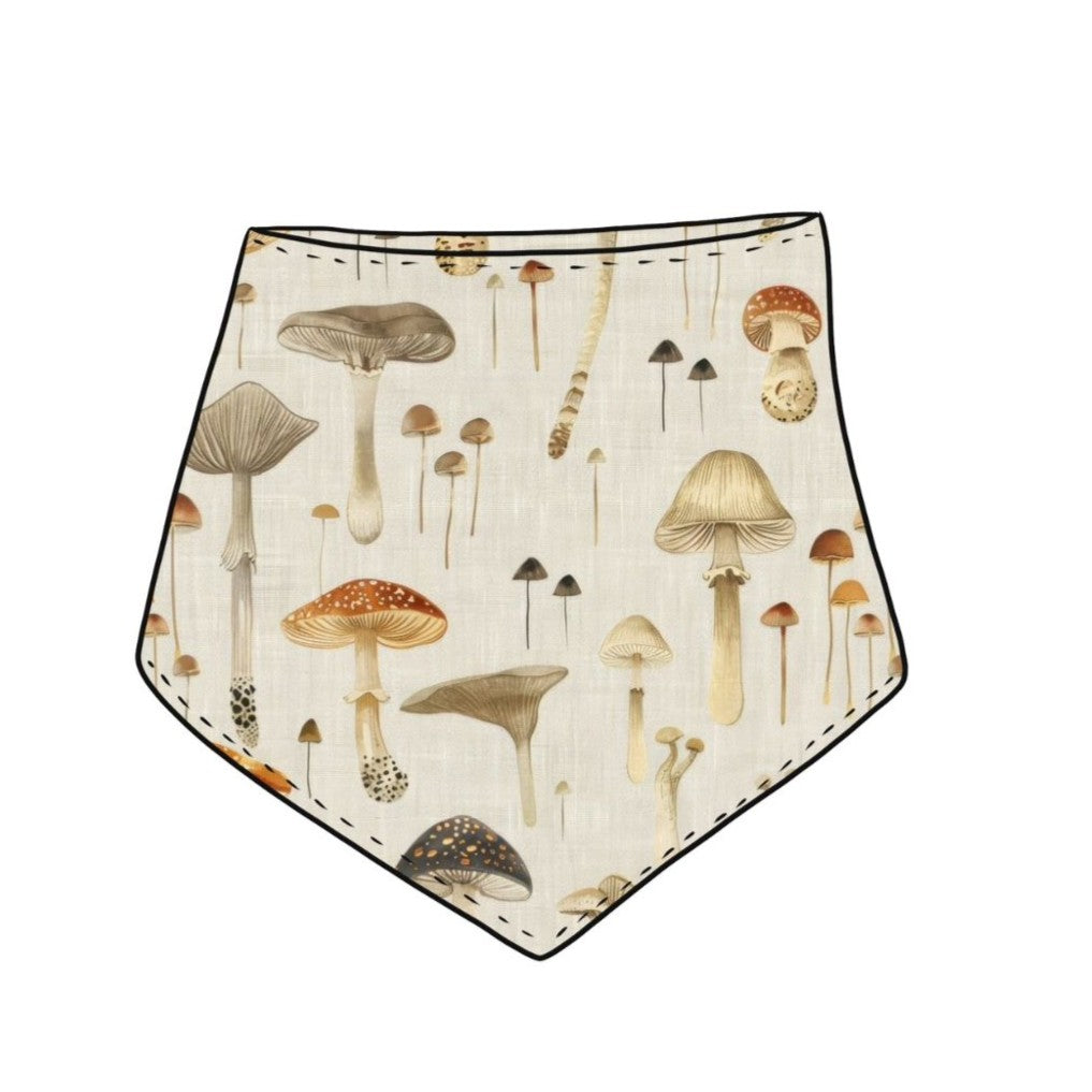 Linen Mushrooms Baby & Toddler Dribble Bib