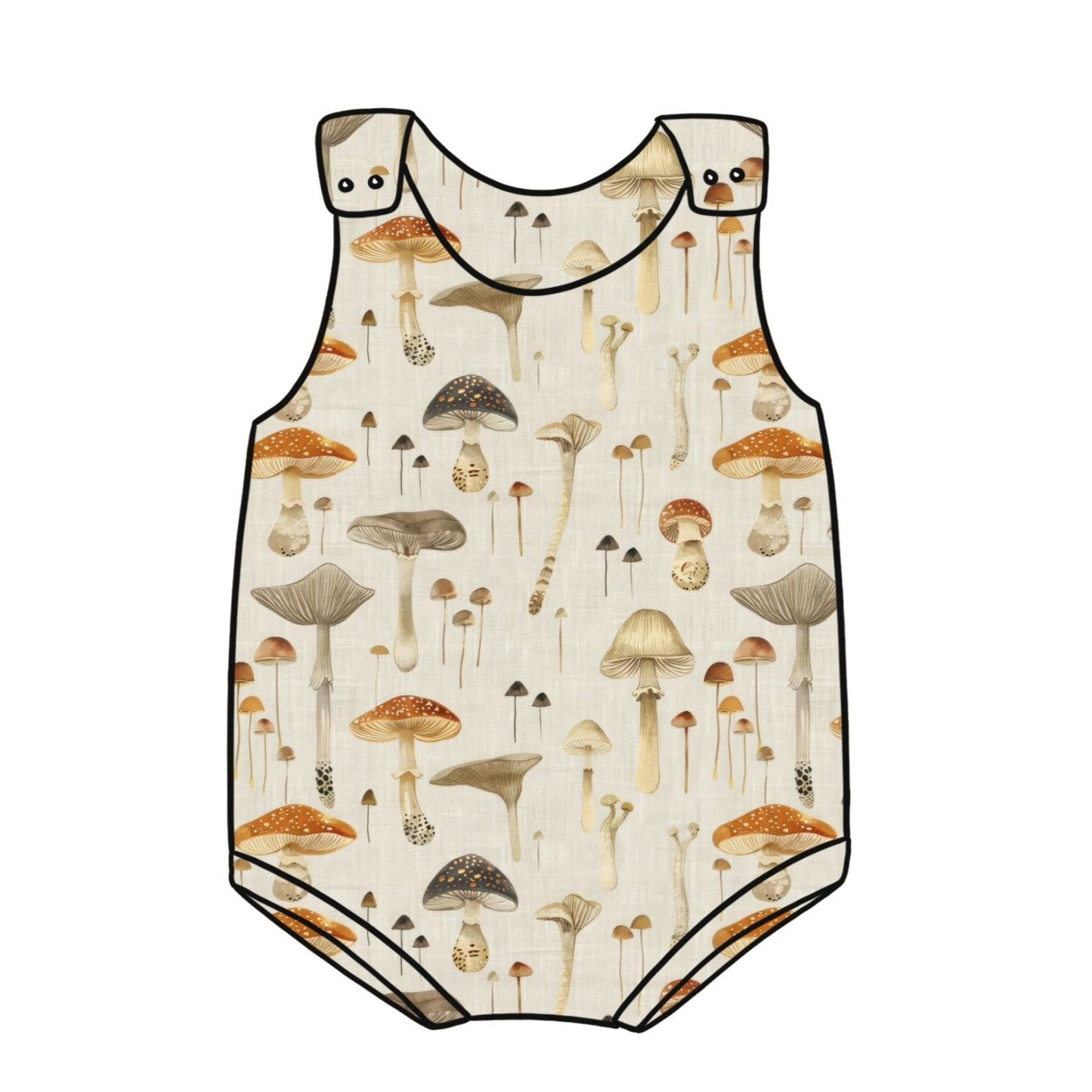 Linen Mushrooms Child & Baby Bloomer Romper
