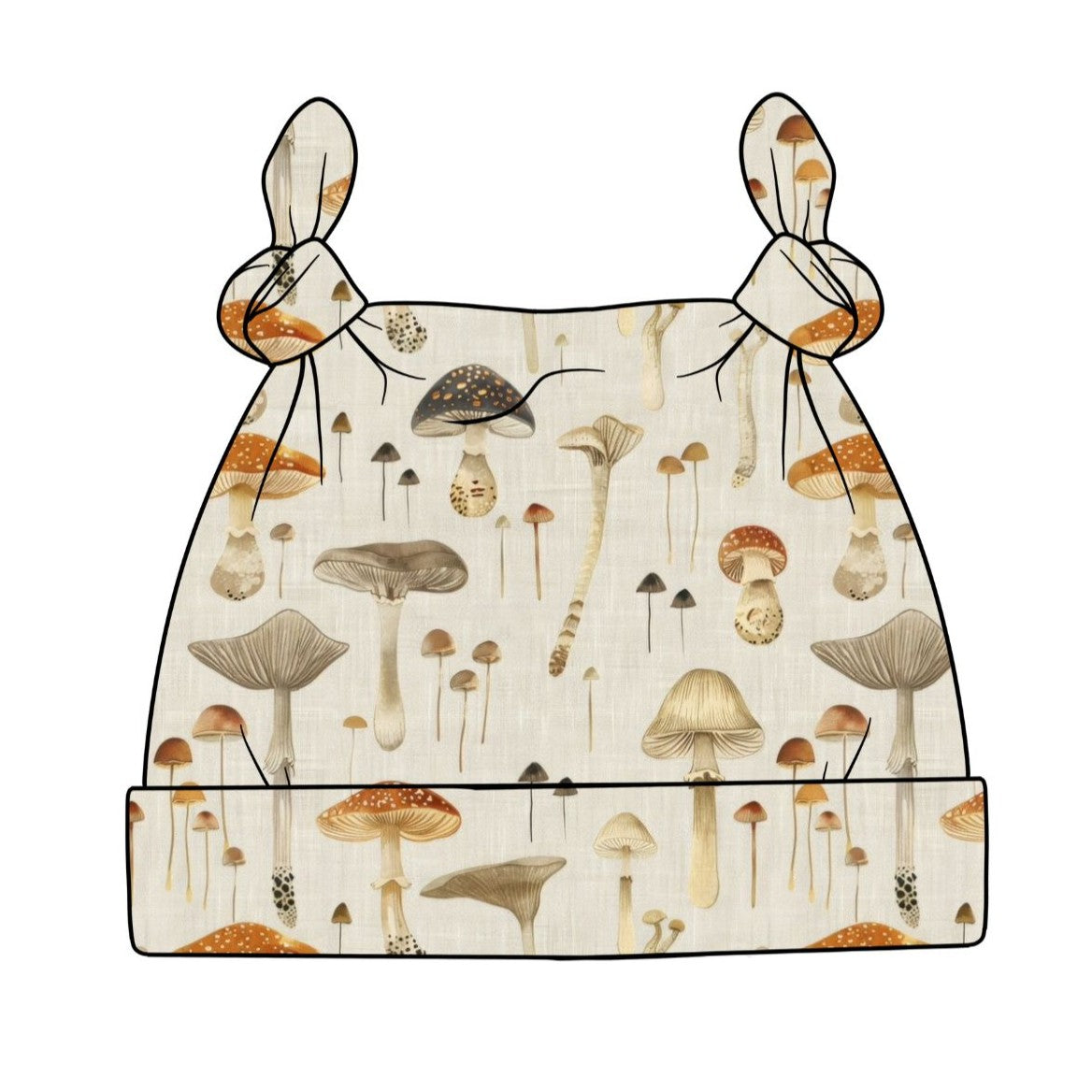 Linen Mushrooms Baby Knotted Hat