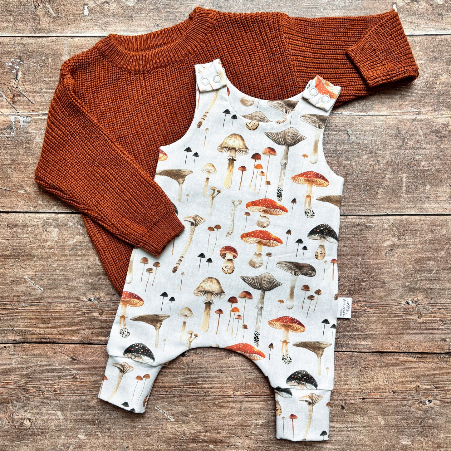 Linen Mushrooms Child & Baby Full Length Romper