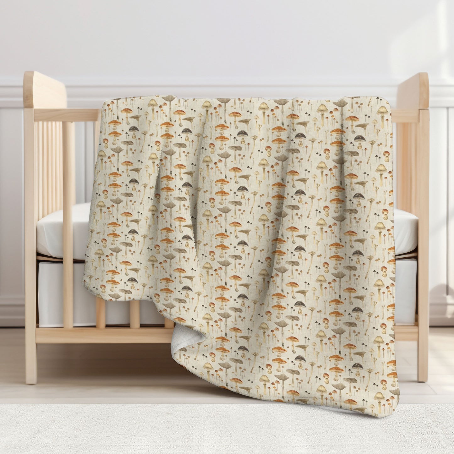 Linen Mushrooms Toddler & Child Sherpa Blanket