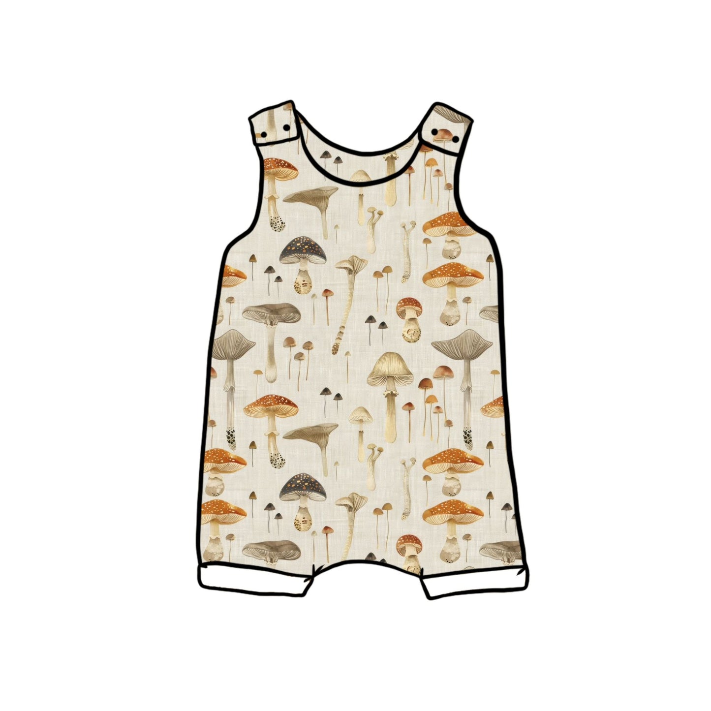Linen Mushrooms Child & Baby Short Romper