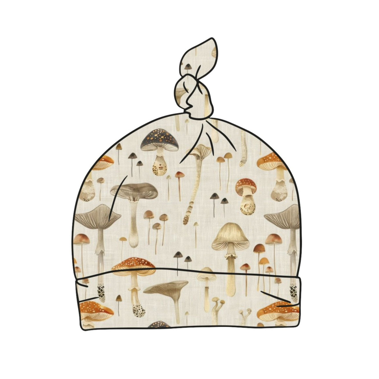 Linen Mushrooms Baby Knotted Hat
