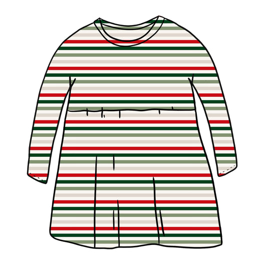 Christmas Stripes Child & Baby Long Sleeve Dress