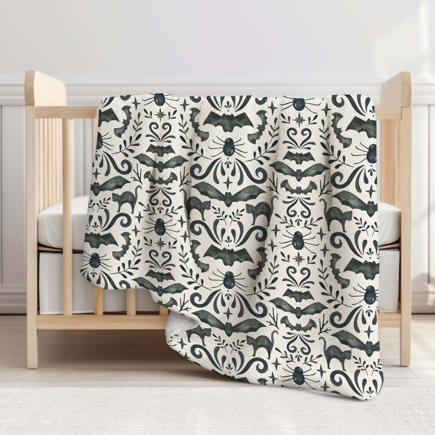 Monochrome Halloween Toddler & Child Sherpa Blanket