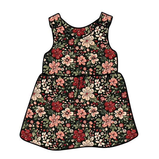 Christmas Floral Child & Baby Pinafore Dress