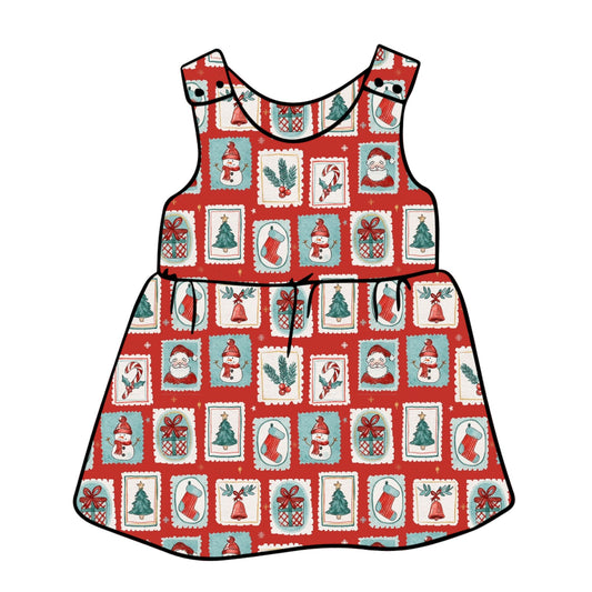 Christmas Stamps Child & Baby Pinafore Dress