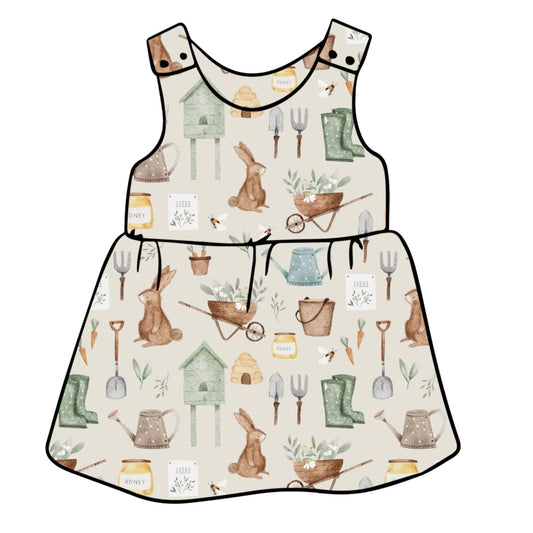 Bunny Allotment Child & Baby Pinafore Dress