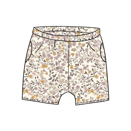 Lilac & Caramel Ditsy Floral Toddler & Child Pocket Shorts