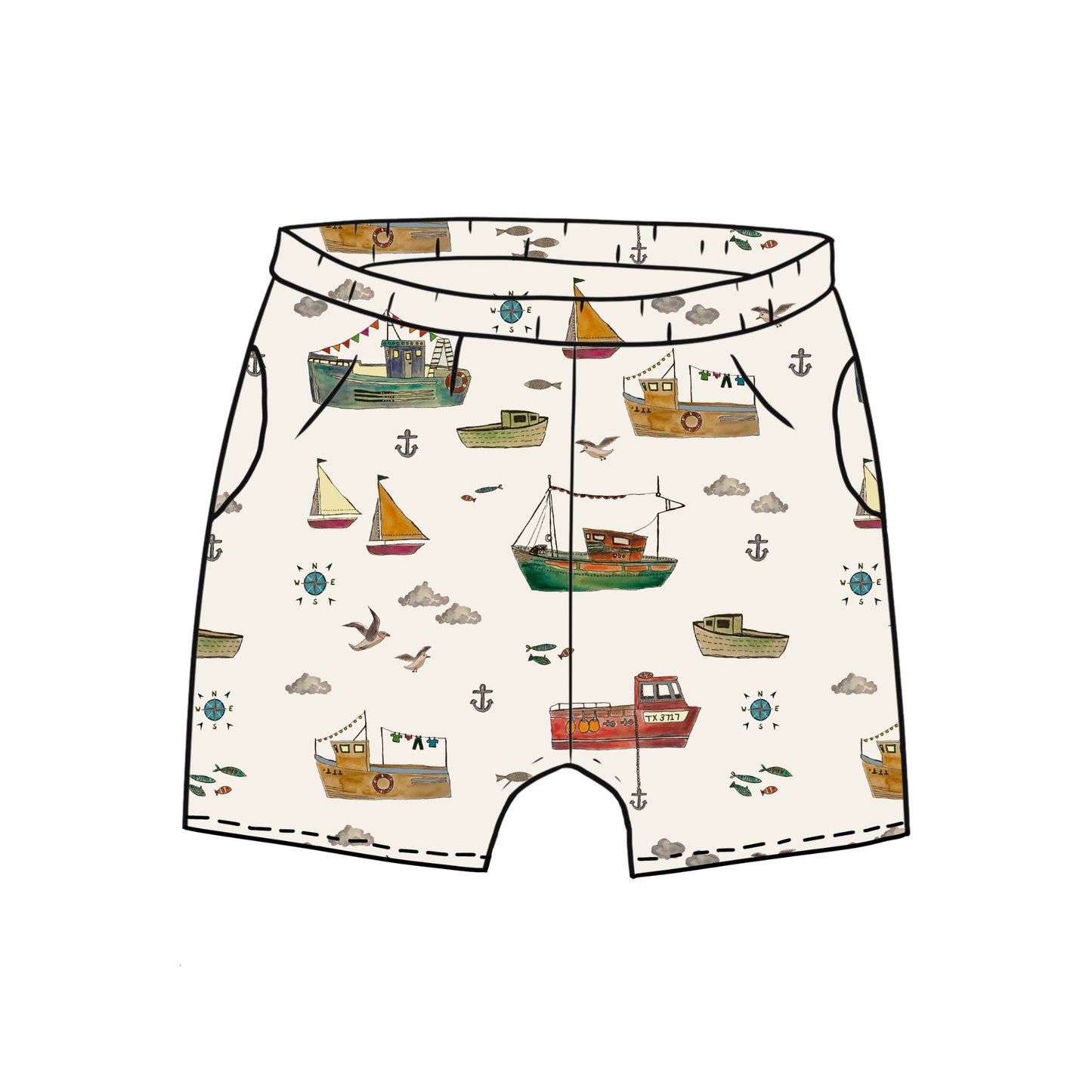 Fishing Boats Toddler & Child Pocket Shorts