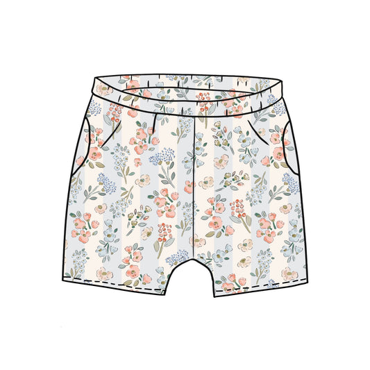 Floral Stripes Toddler & Child Pocket Shorts