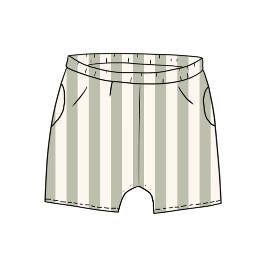 Sage Stripes Toddler & Child Pocket Shorts