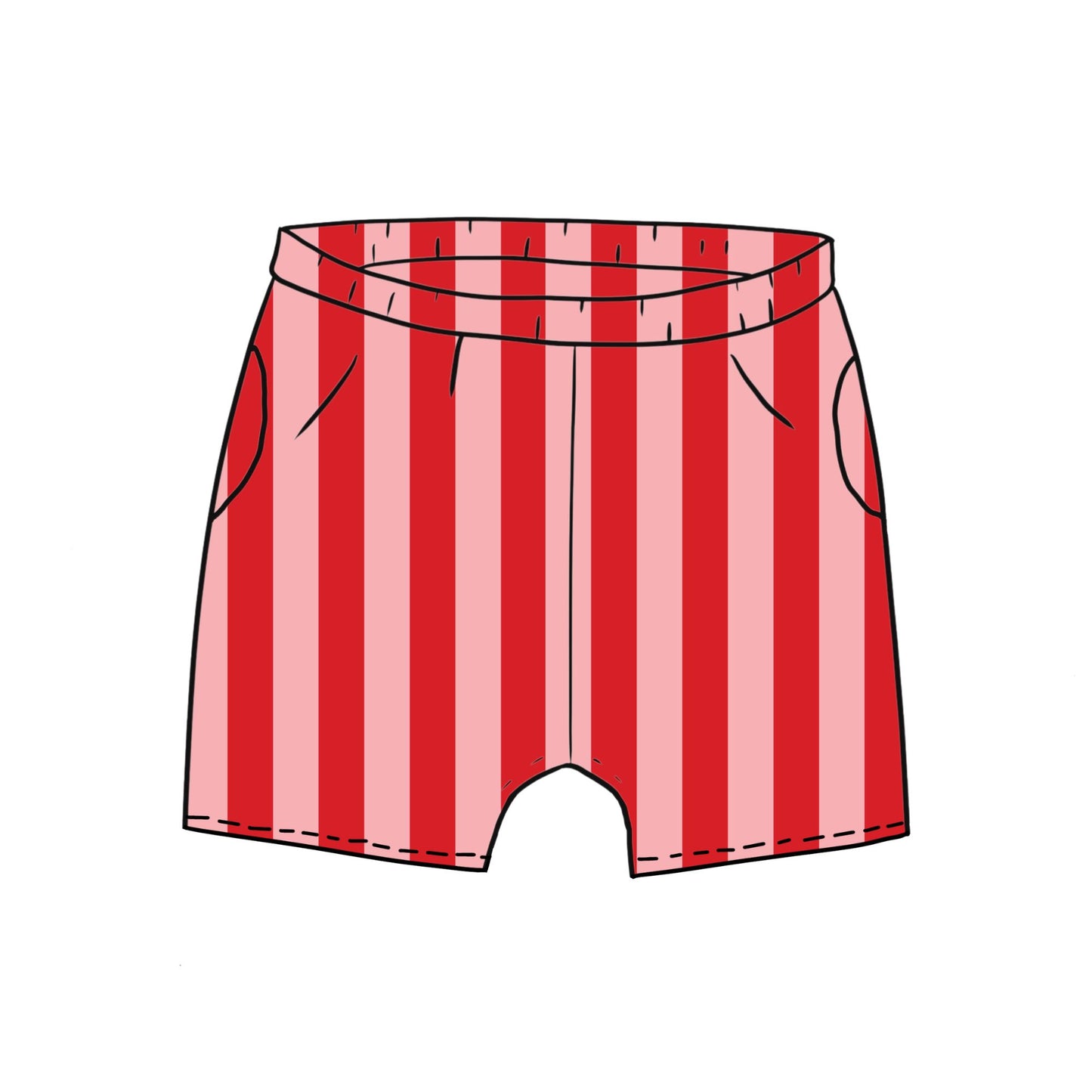 Pink & Red Stripe Toddler & Child Pocket Shorts