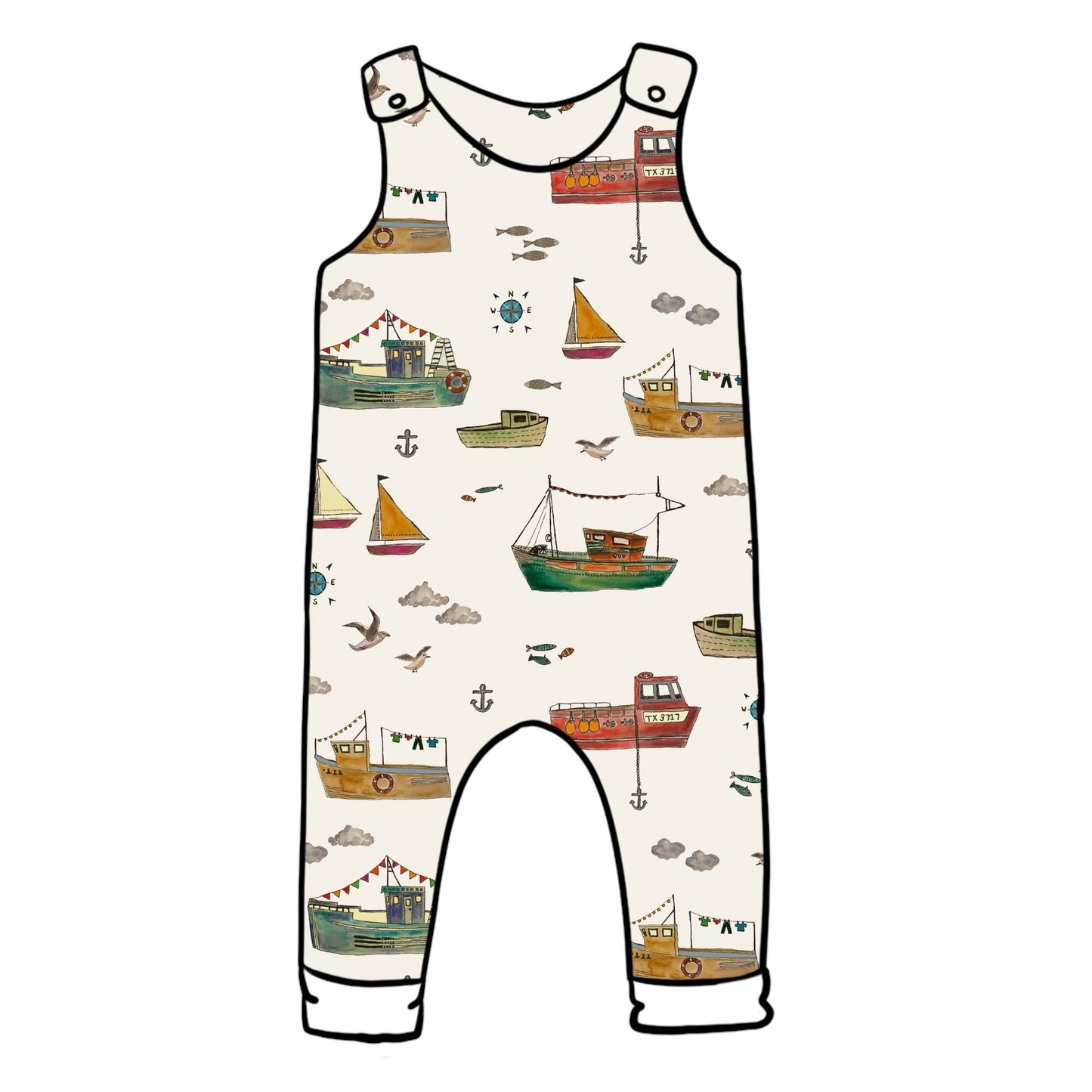 Fishing Boats Child & Baby Full Length Romper
