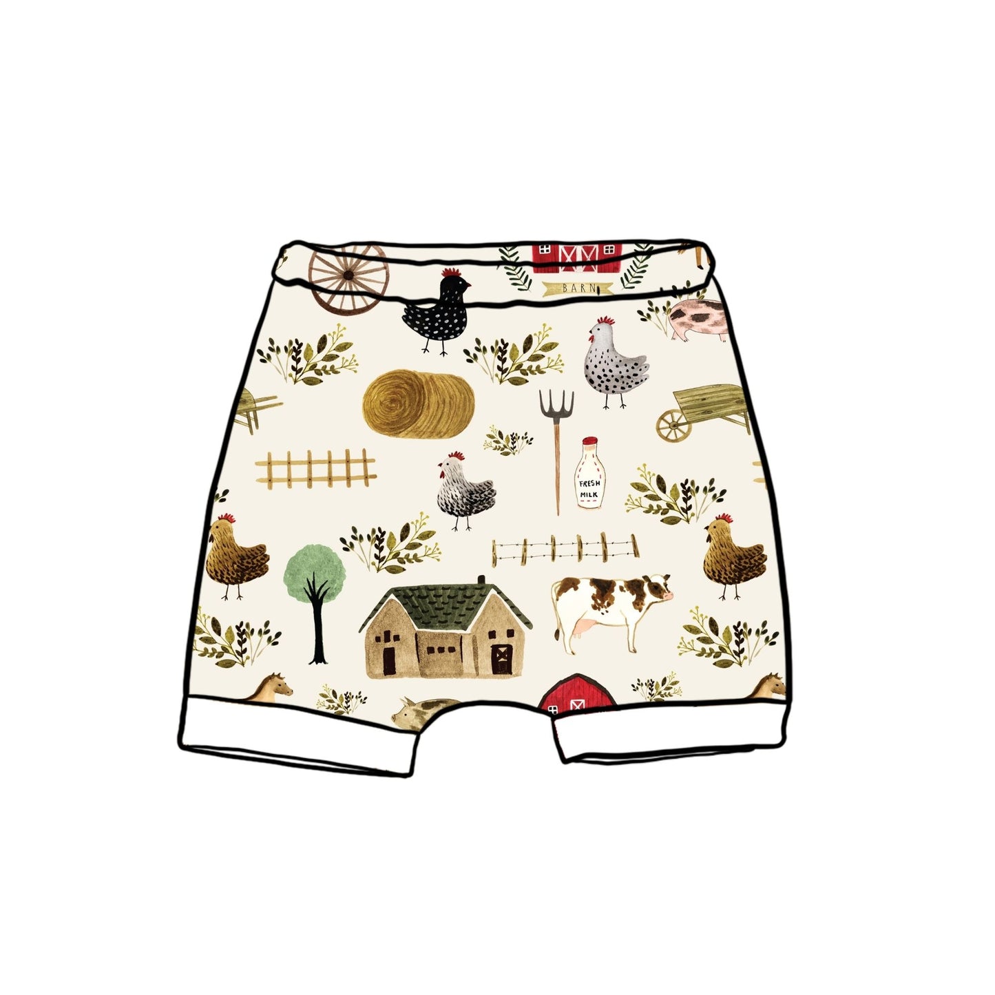 Farming Child & Baby Shorts - Rolled or Hemmed
