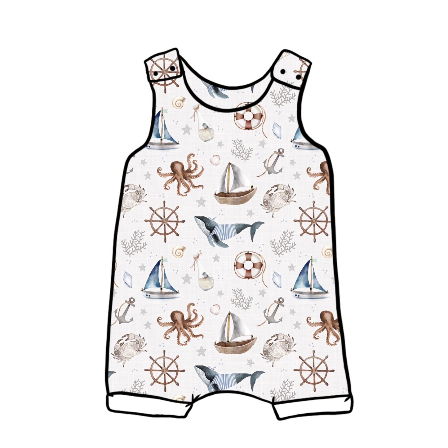 Nautical Short Romper 12-18m
