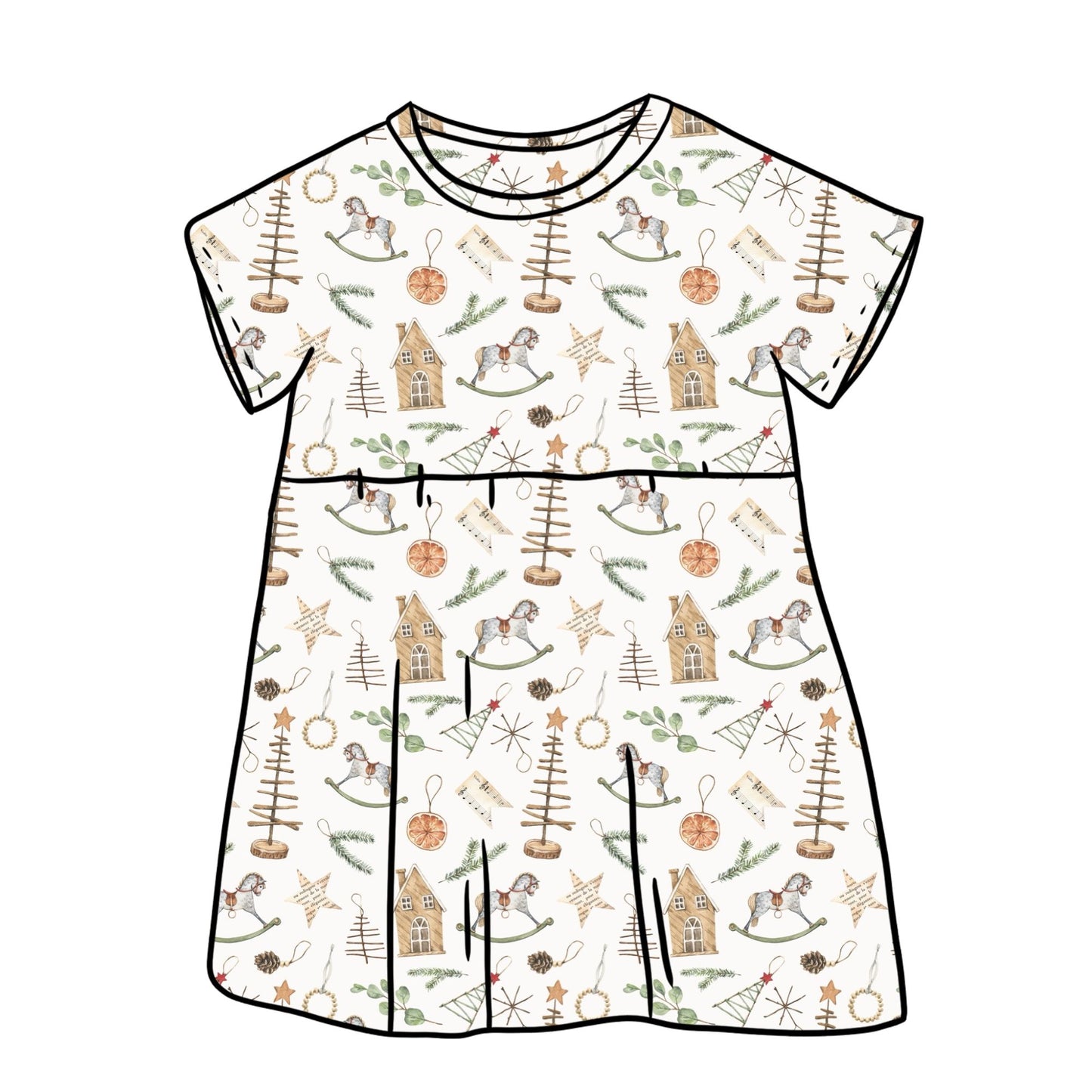 Scandi Christmas Child & Baby Short Sleeve Dress