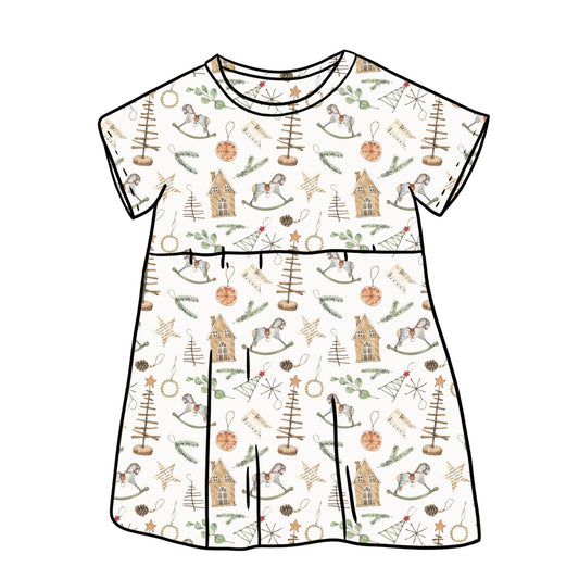 Scandi Christmas Child & Baby Short Sleeve Dress