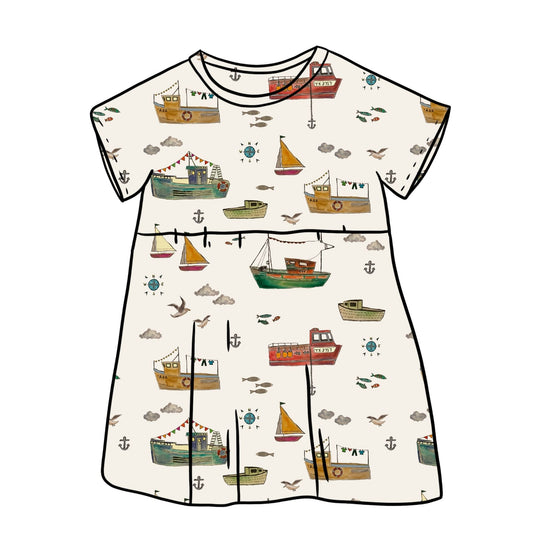 Fishing Boats Child & Baby Sleeved Dress - 3 options