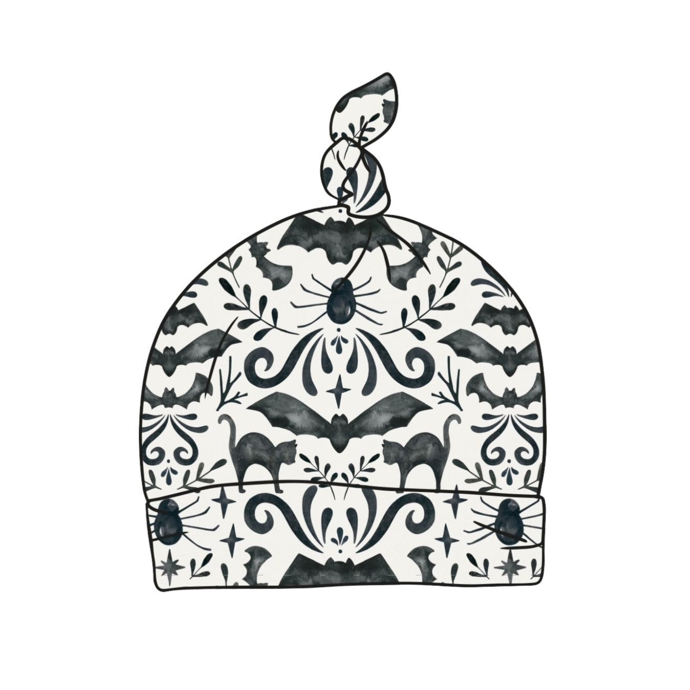 Monochrome Halloween Baby Knotted Hat