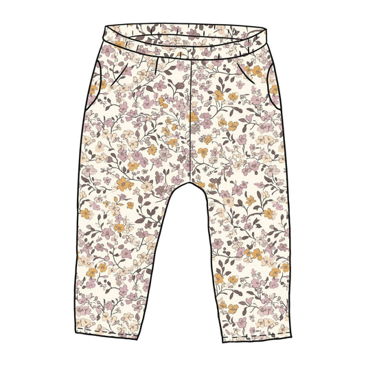 Lilac & Caramel Ditsy Floral Toddler & Child Pocket Trousers