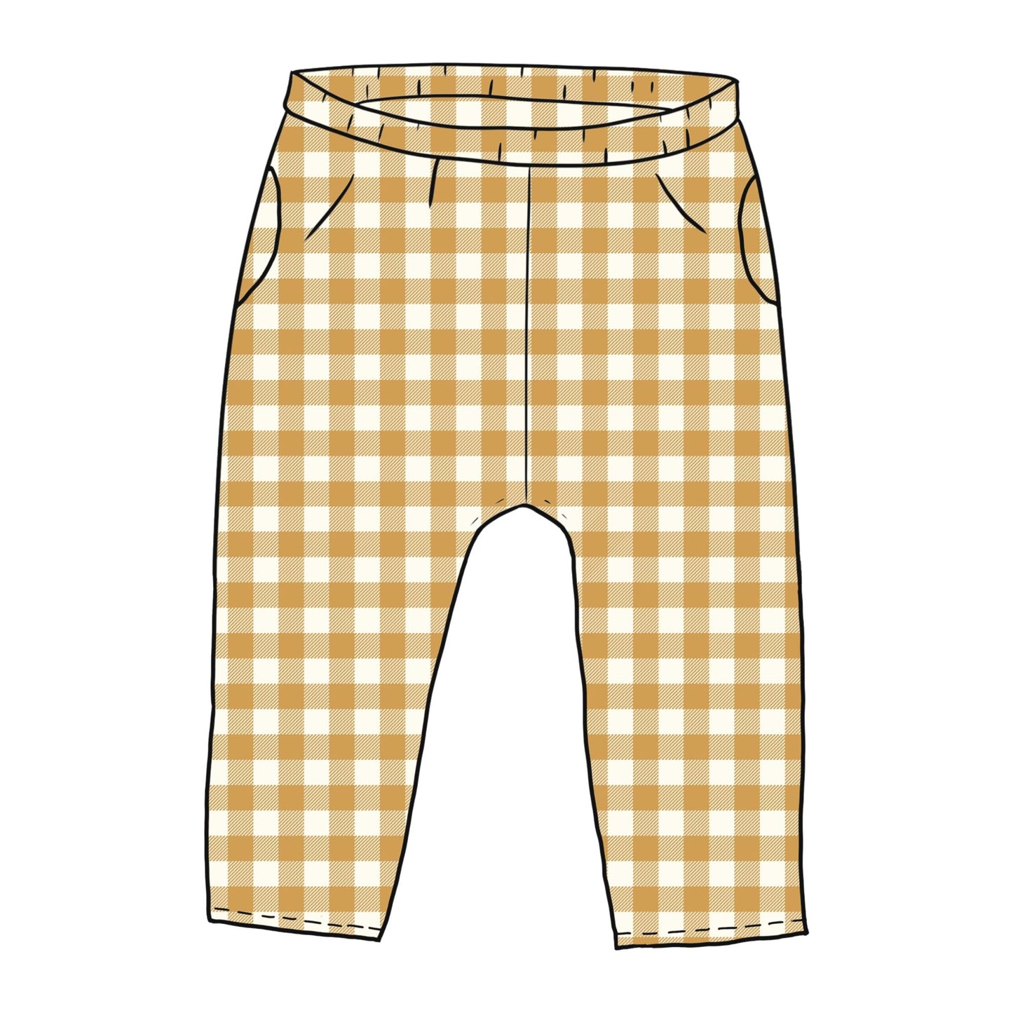 Ochre Gingham Toddler & Child Pocket Trousers