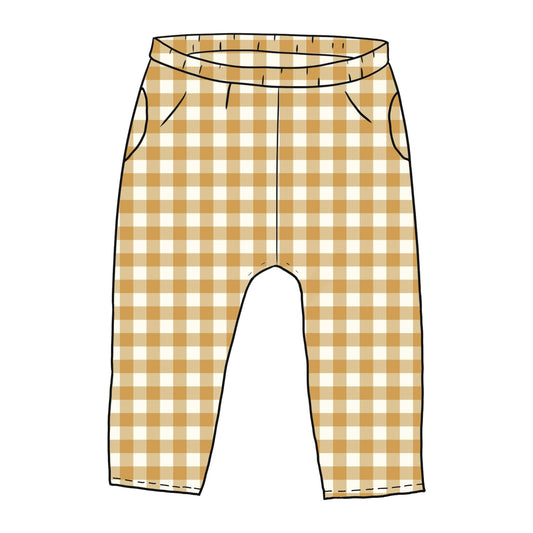 Ochre Gingham Toddler & Child Pocket Trousers