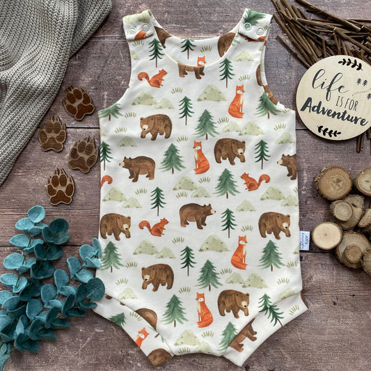 Forest Friends Bloomer Romper 12-18m