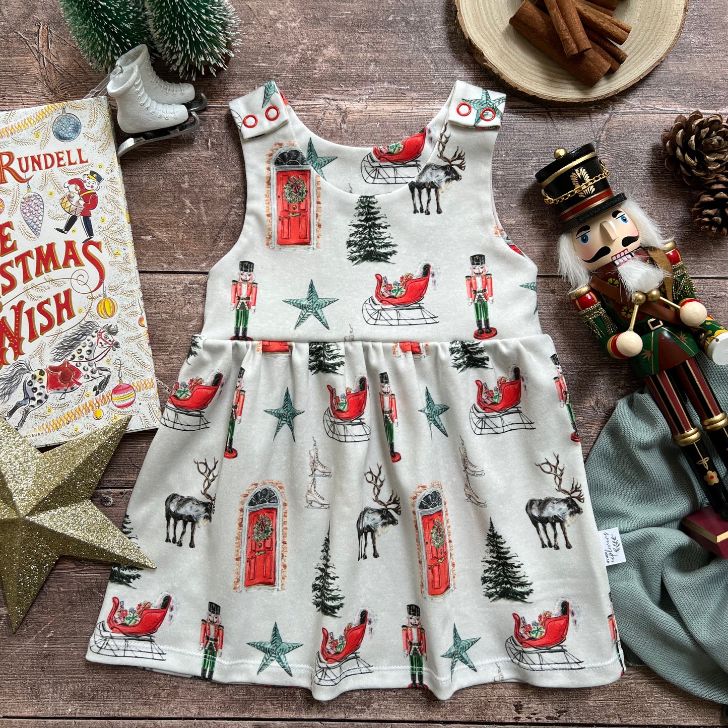Traditional Christmas Pinafore Dress 3-6m