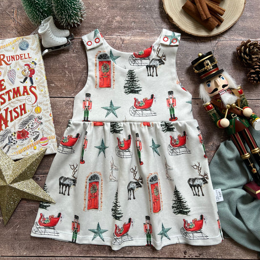 Traditional Christmas Pinafore Dress 3-6m