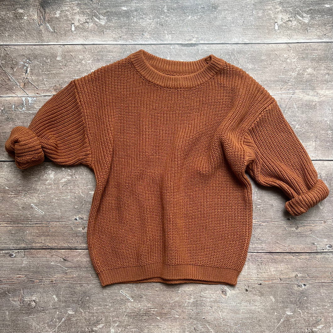 Chunky Knit Oversized Sweater - Rust