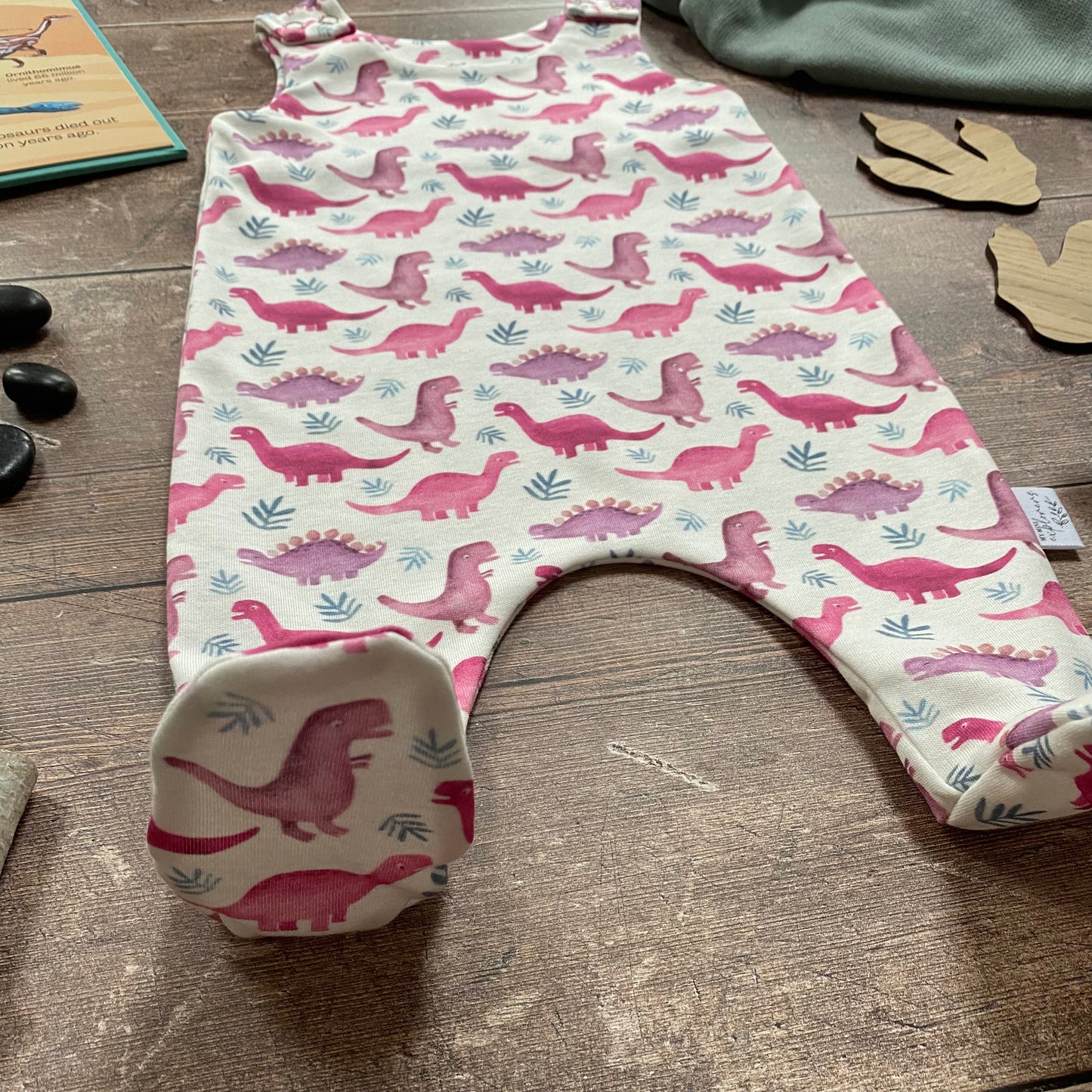 Pink Dinos Footed Romper 3-6m