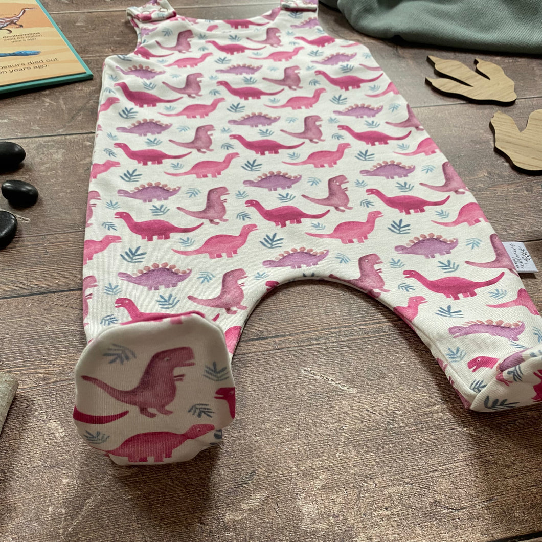 Pink Dinos Footed Romper 3-6m