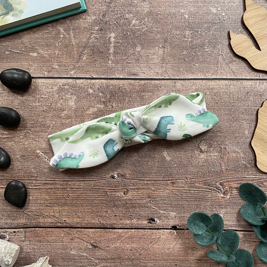 Blue Dinos Knotbow Headband 0-2 years / narrow