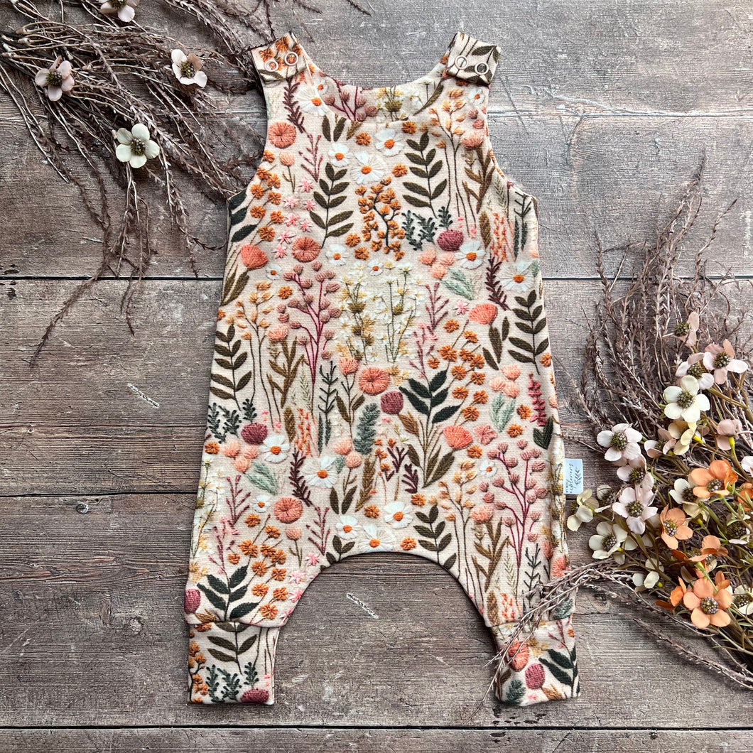 Organic Embroidered Look Floral Romper