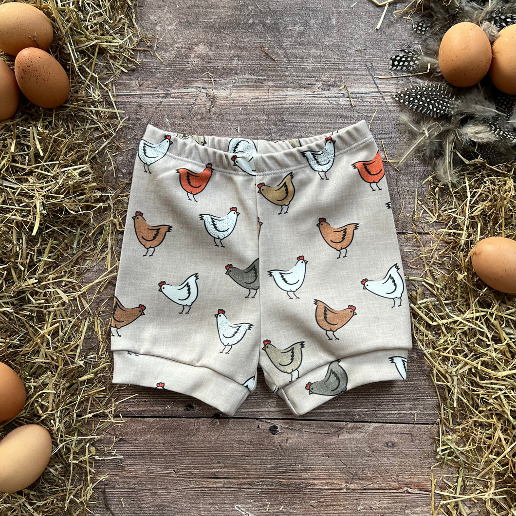 Rustic Chickens Cuffed Shorts 12-18m