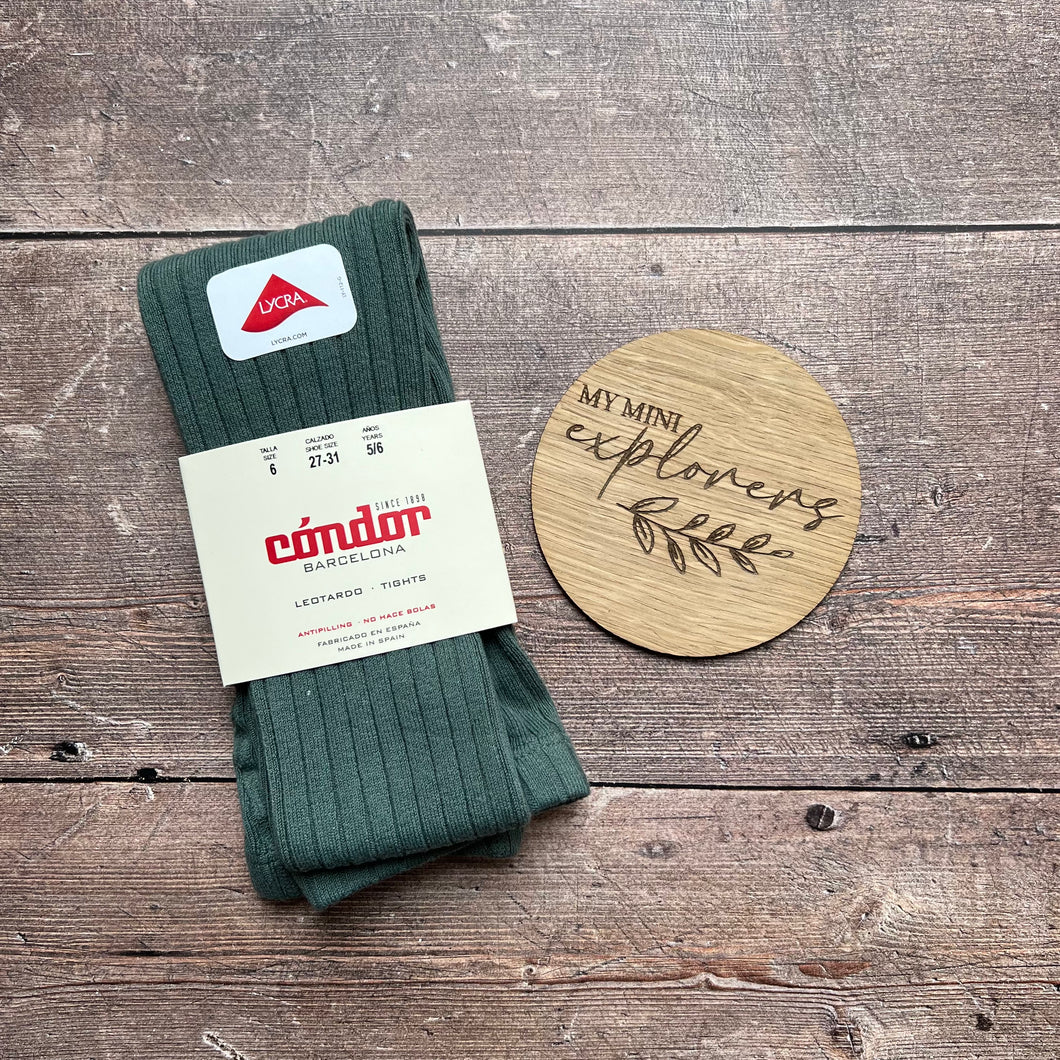 Cóndor Cotton Rib Tights - LICHEN GREEN