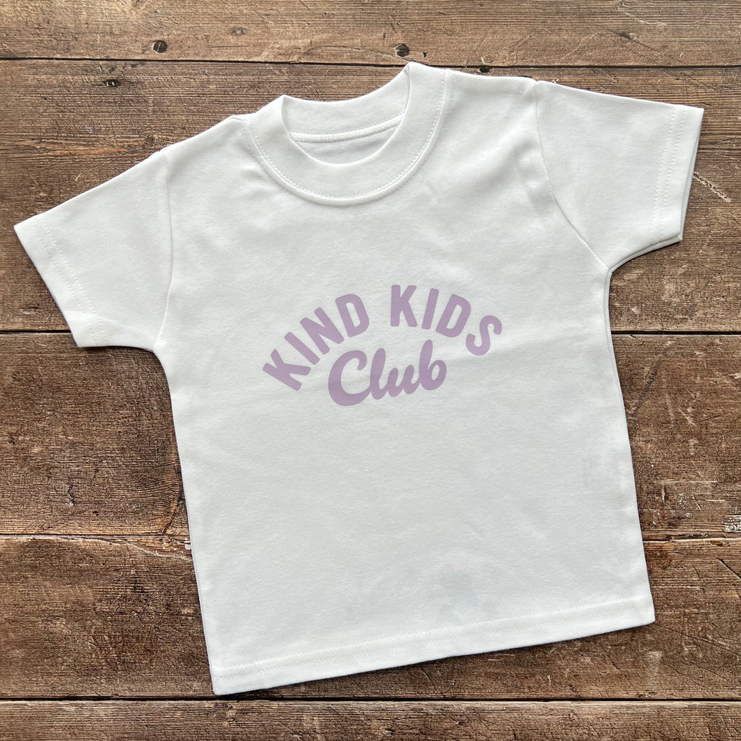 Kind Kids Club white T-Shirt 6-12m (lilac vinyl)