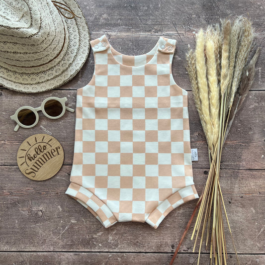 Checkerboard Bloomer Romper 3-6m
