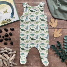 Load image into Gallery viewer, Blue Dinos Footed Romper 3-6m
