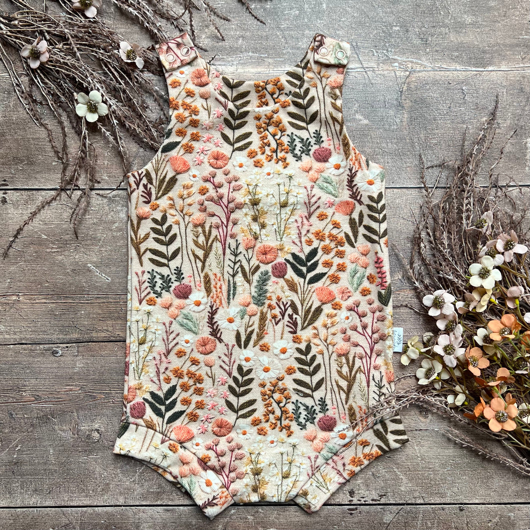 Embroidered Look Floral Bloomer Romper
