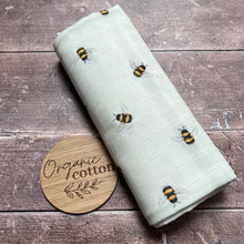 Load image into Gallery viewer, Organic Busy Bees Muslin - Swaddle or Cloth
