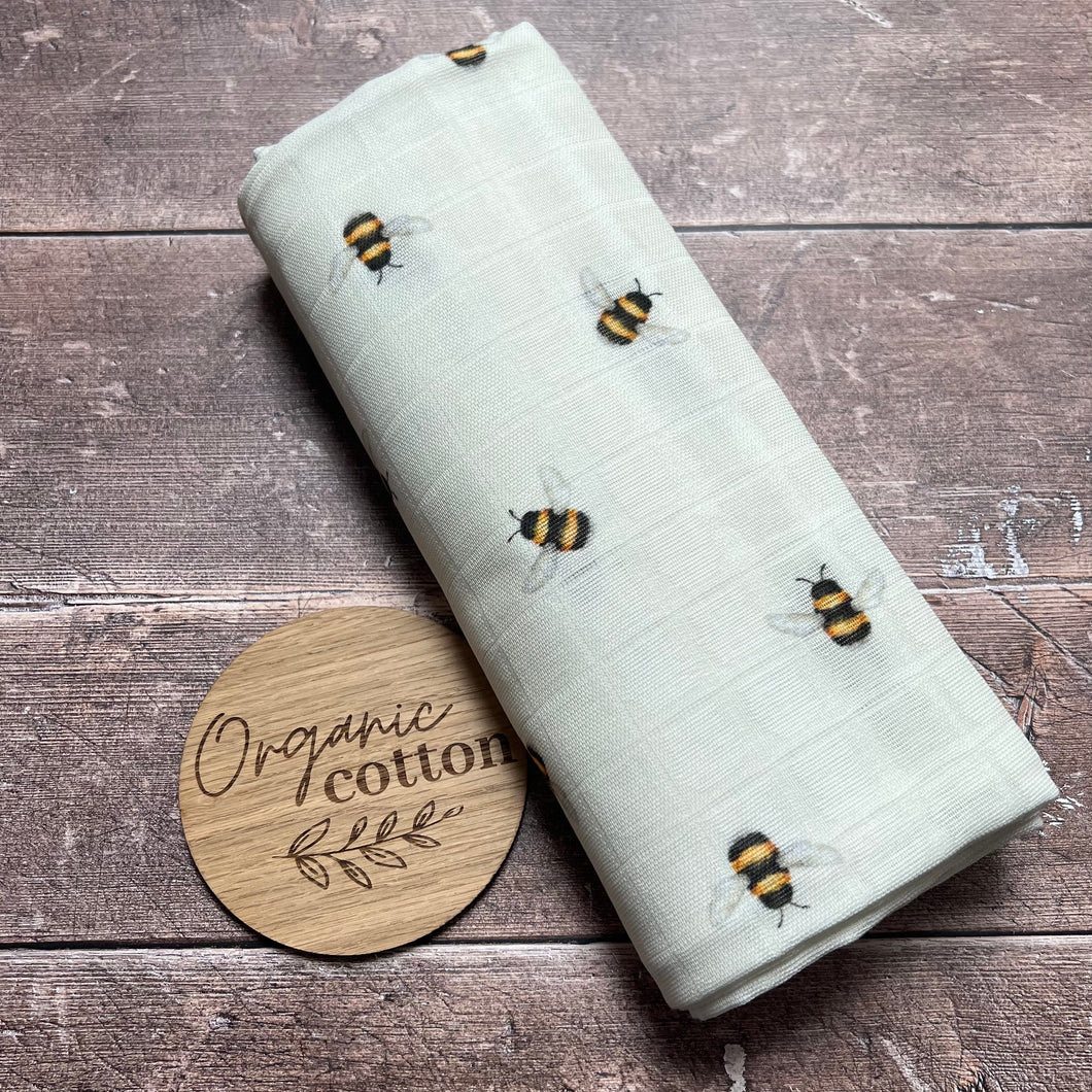 Organic Busy Bees Muslin - Swaddle or Cloth