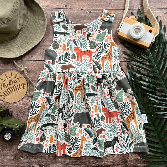 Safari Pinafore Dress 6-9m